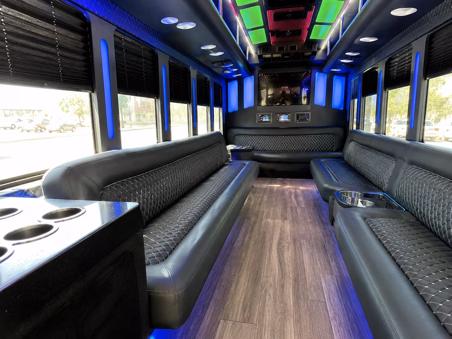 hackensack 15 passenger party bus inside