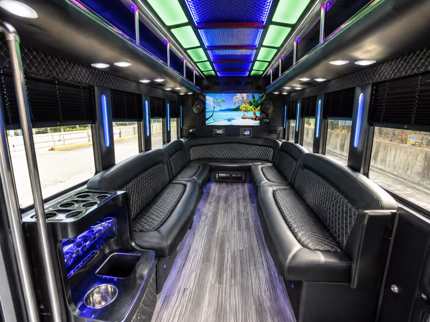 hackensack 18 passenger party bus inside