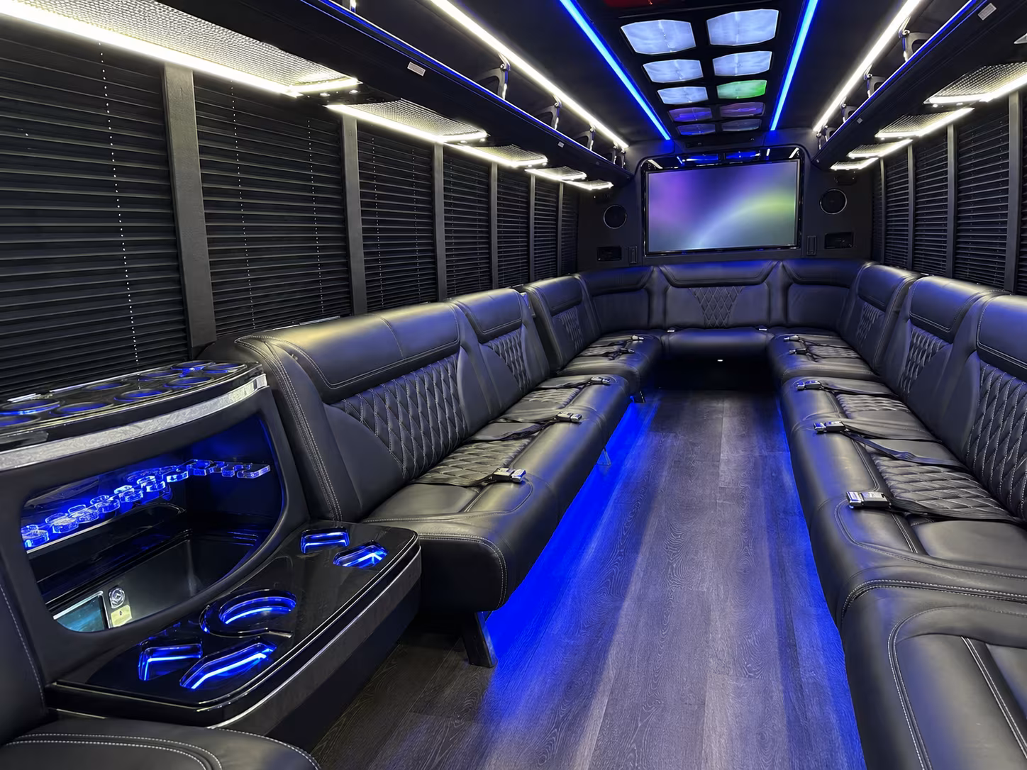 hackensack 20 passenger party bus inside