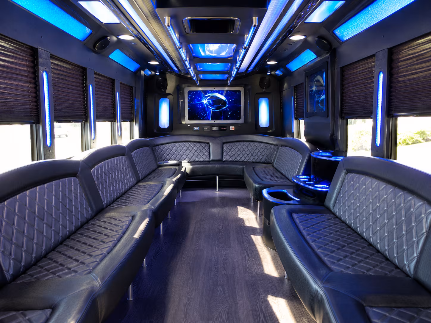 hackensack 28 passenger party bus inside