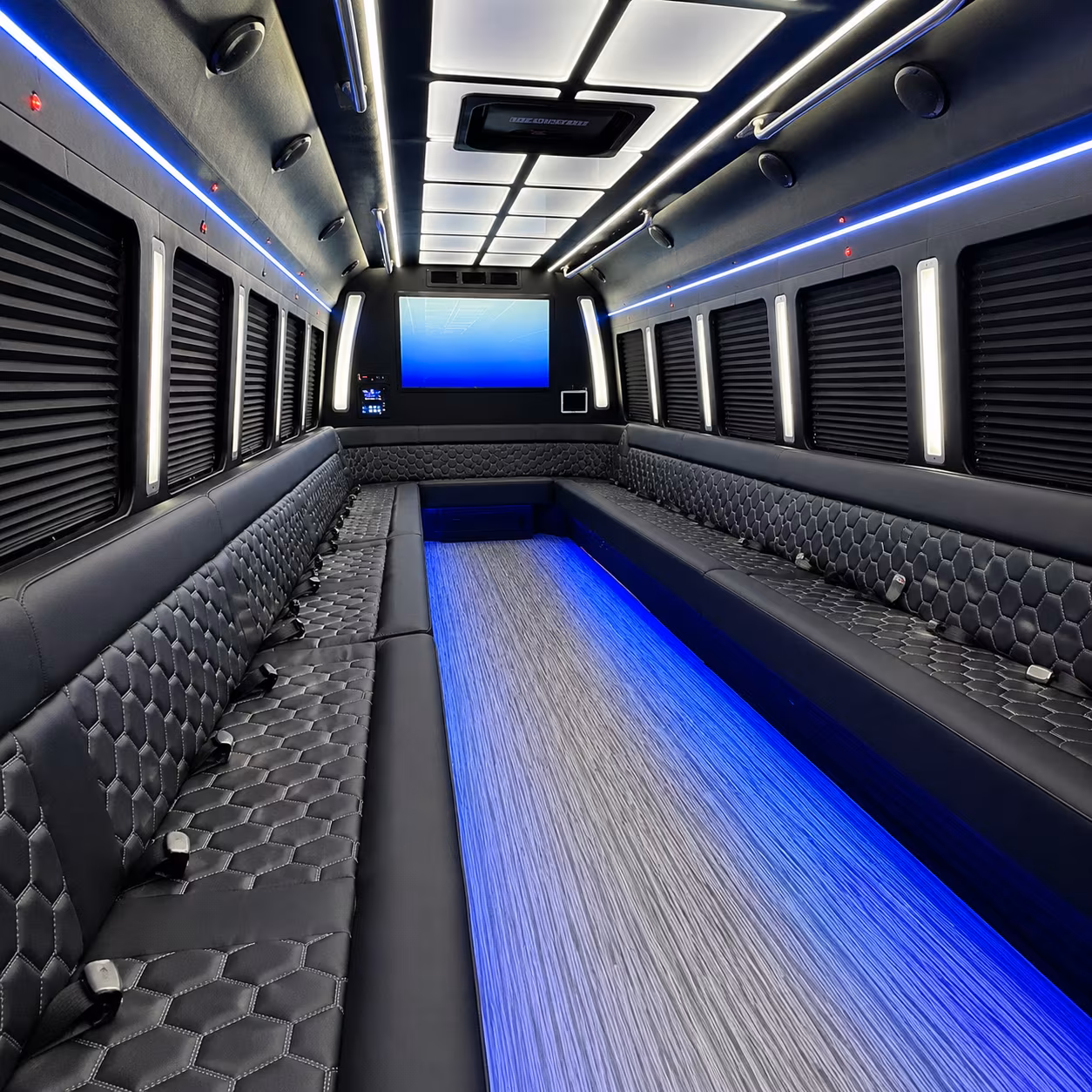 hackensack 50 passenger party bus inside